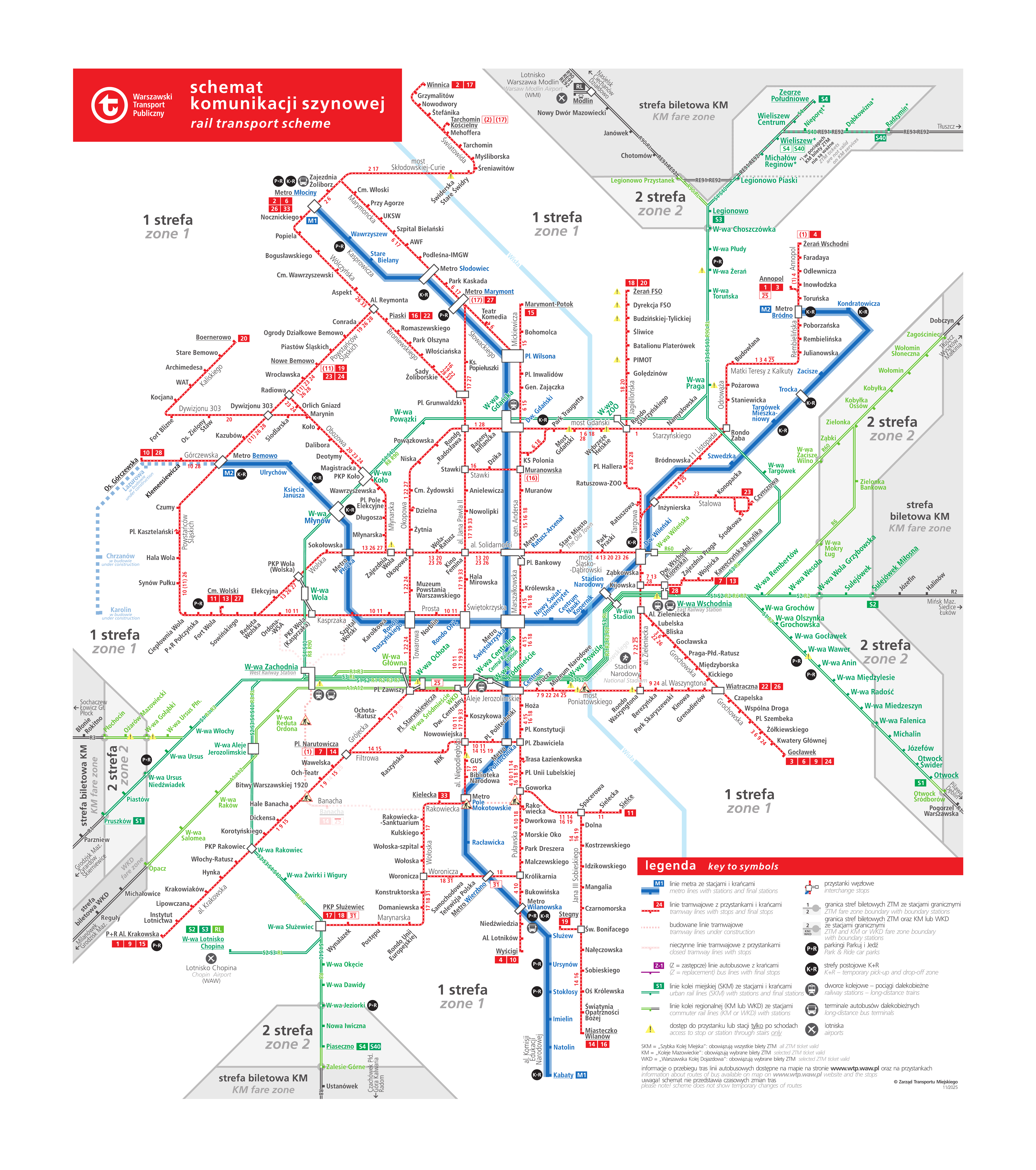 Schemat warszawskiej komunikacji szynowej